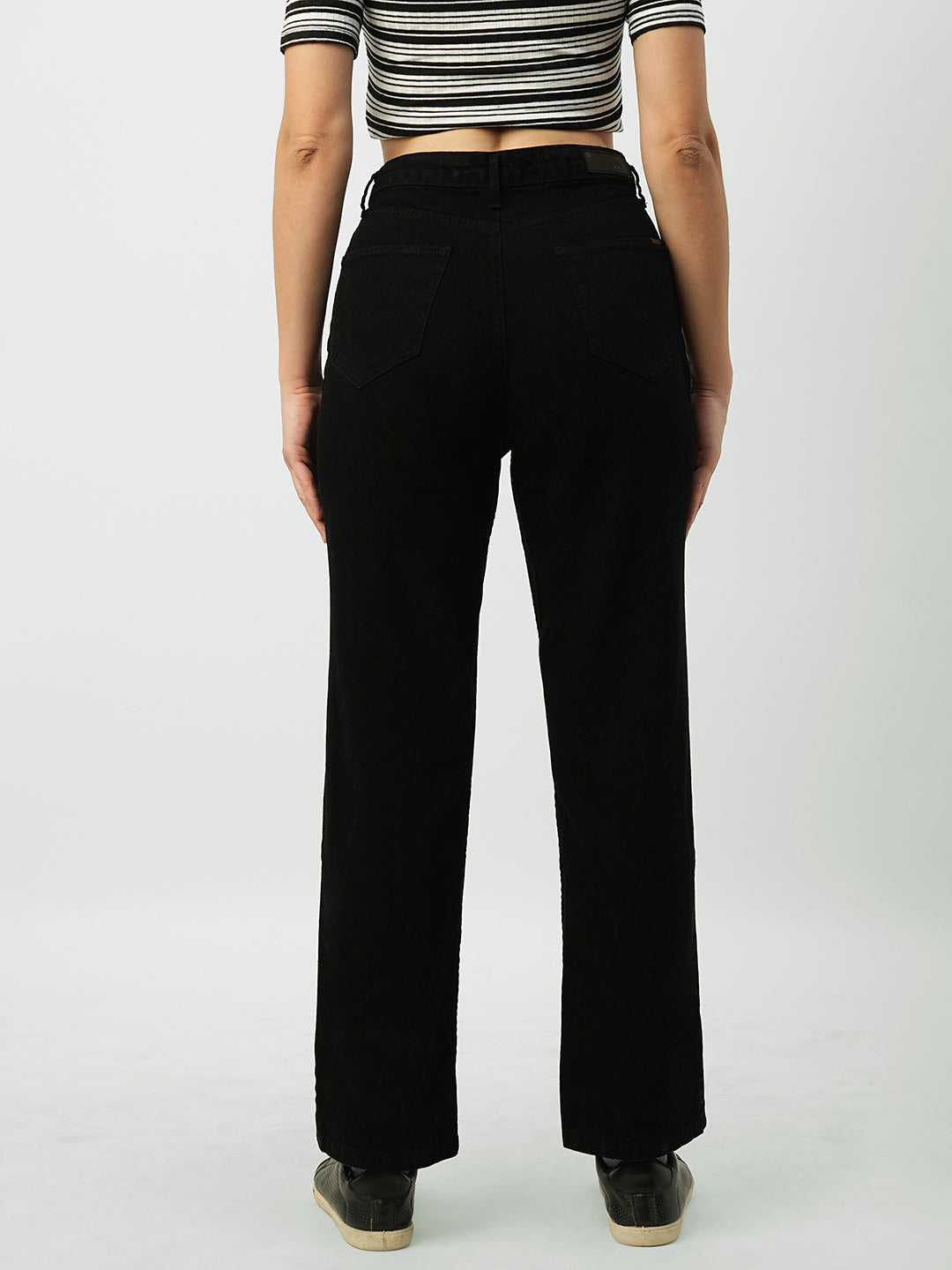 Black High-Rise Relaxed Straight Fit Jeans