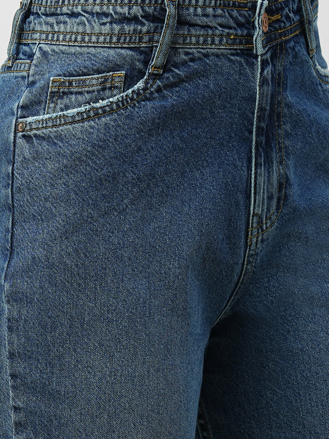 Women Blue High-Rise Loose Straight
