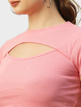 Women Sugar Coral Solid Short Sleeves T-Shirts