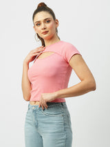 Women Sugar Coral Solid Short Sleeves T-Shirts