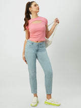Women Sugar Coral Solid Short Sleeves T-Shirts