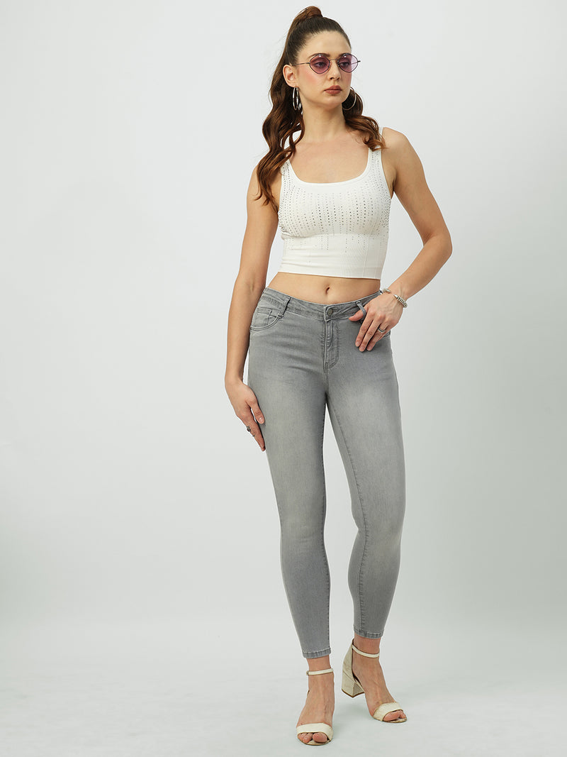 Women Grey Mid Rise Sculpt Fit Jeans