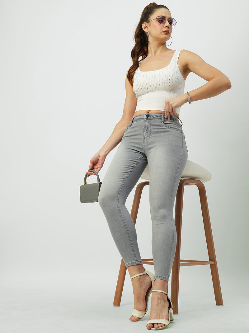 Women Grey Mid Rise Sculpt Fit Jeans