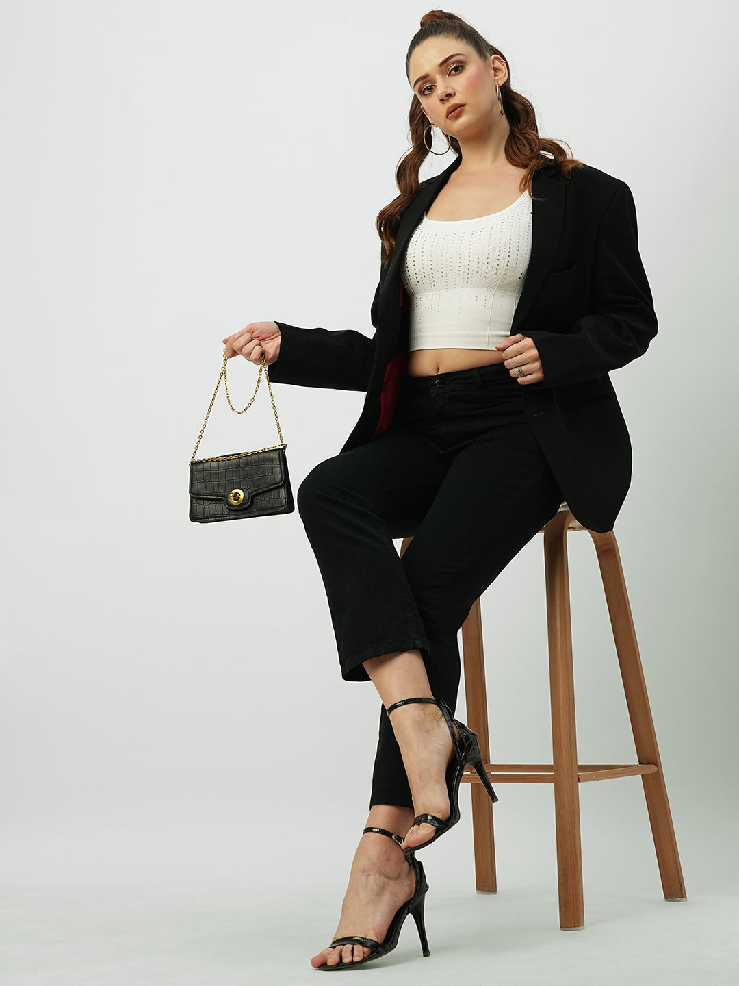 Women Black High-Rise Straight Fit Jeans
