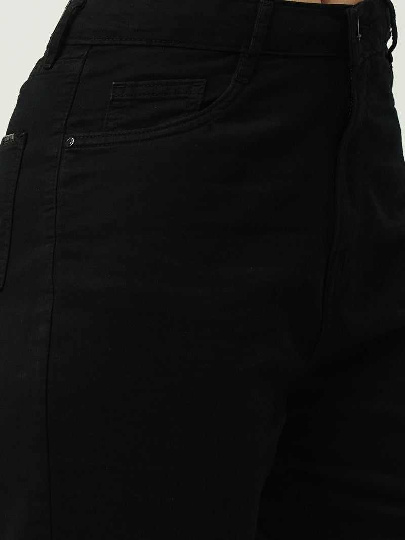 Women Black High Rise Straight Fit Jeans