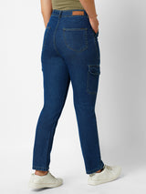 Women Blue Mid Rise Cargo
