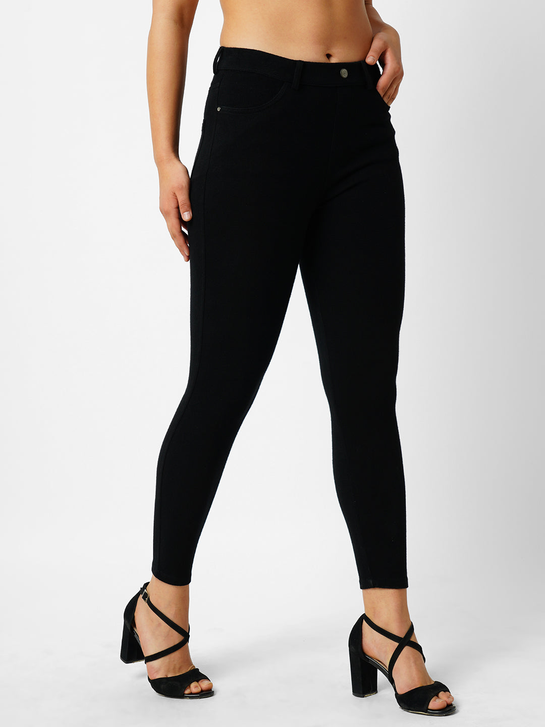 Women Black Mid-Rise Slim Fit Jeggings