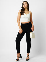 Women Black Solid Jeggings