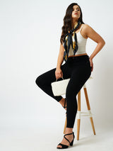 Women Black Solid Jeggings
