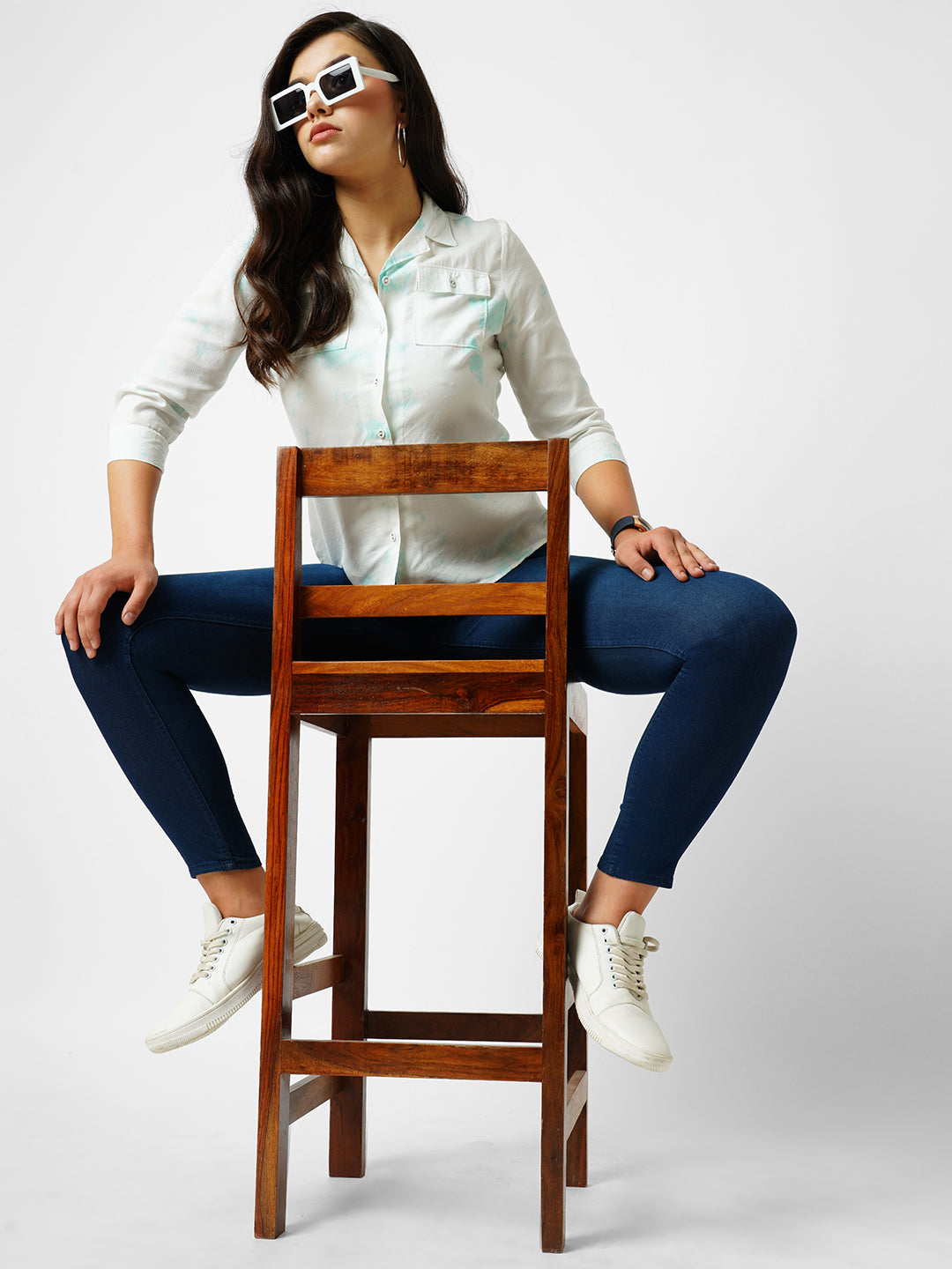 Women Aqua Tie/Dye Shirt
