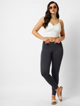 Women Charcoal Mid Rise Skinny Treggings