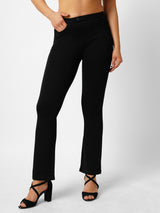 Women Black High Rise Mini Flare Treggings