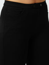 Women Black High Rise Mini Flare Treggings
