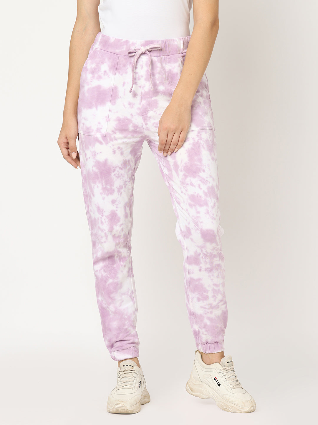 Women Lilac Tie & Dye Athleisure Joggers