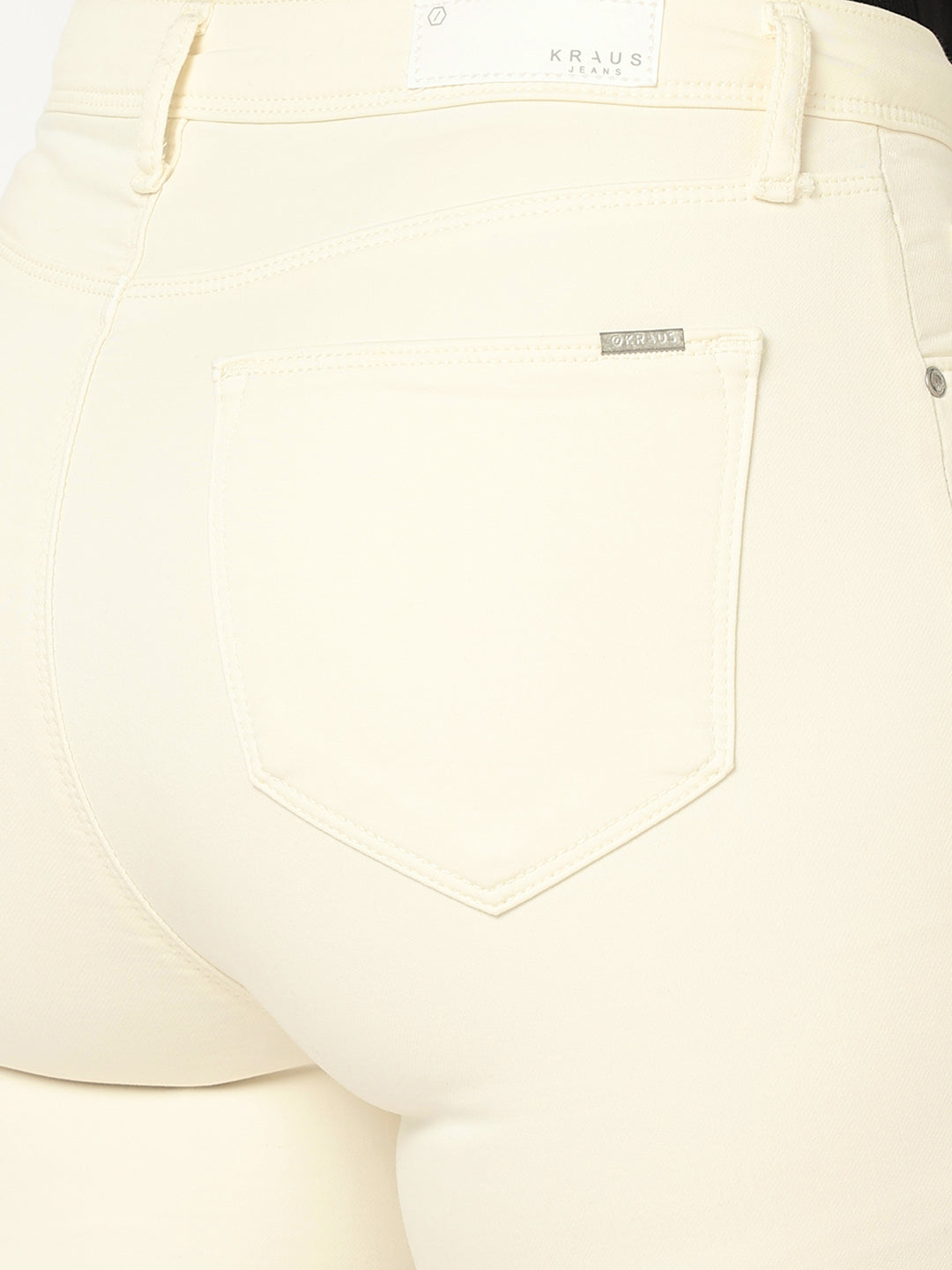 Women Ecru Sky High Skinny Jeans