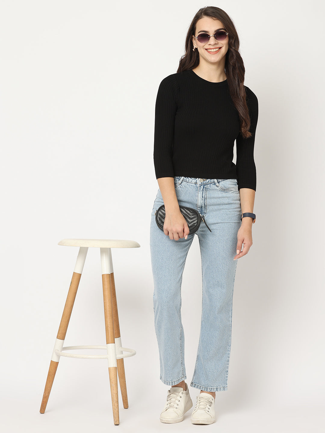 Women Blue High-Rise Straight Fit Jeans