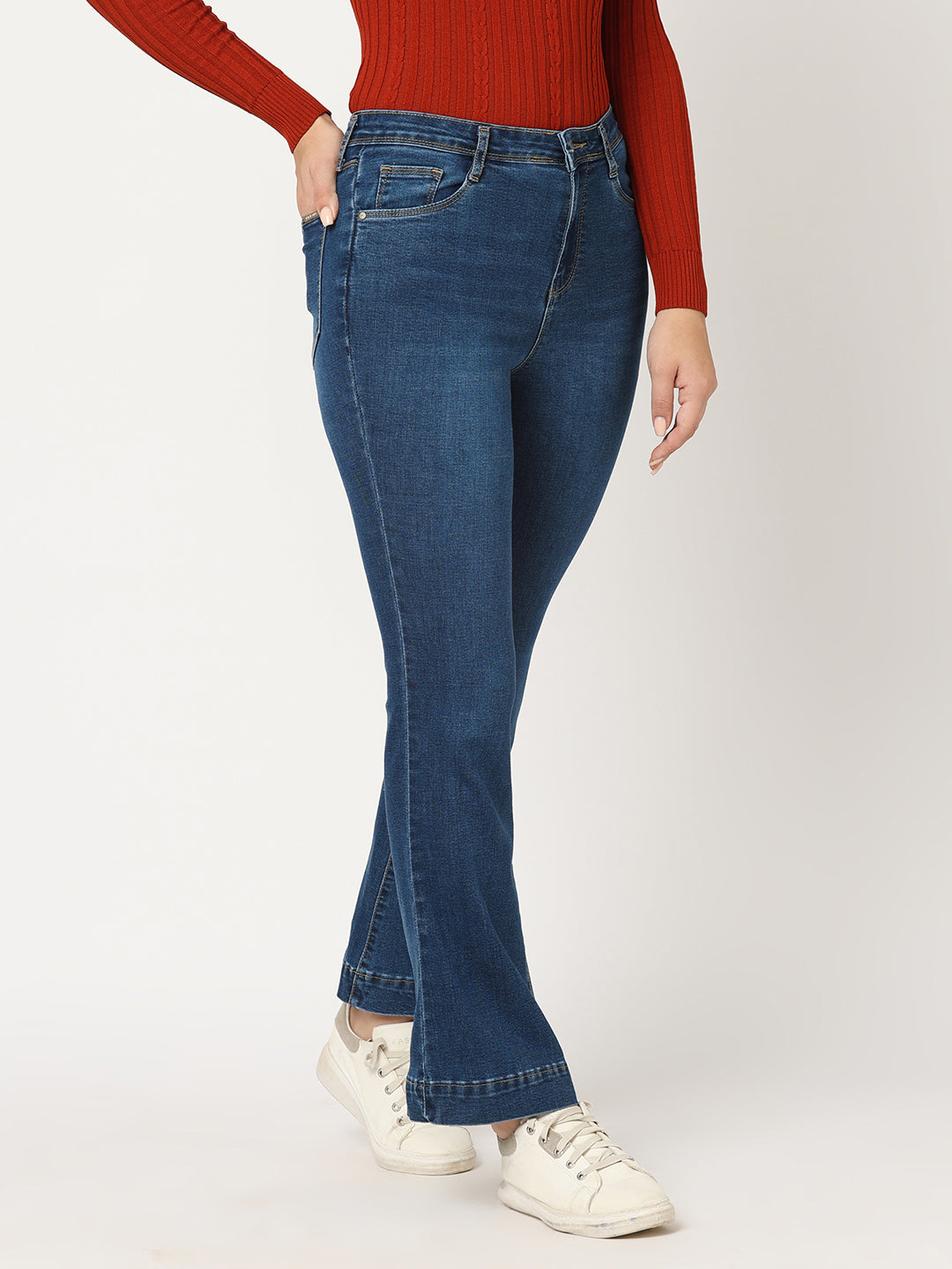 Women Blue High-Rise Flare Jeans