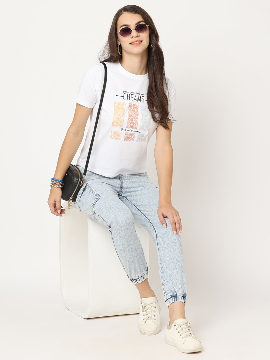 Women Light Blue Mid-Rise Cargo Jogger