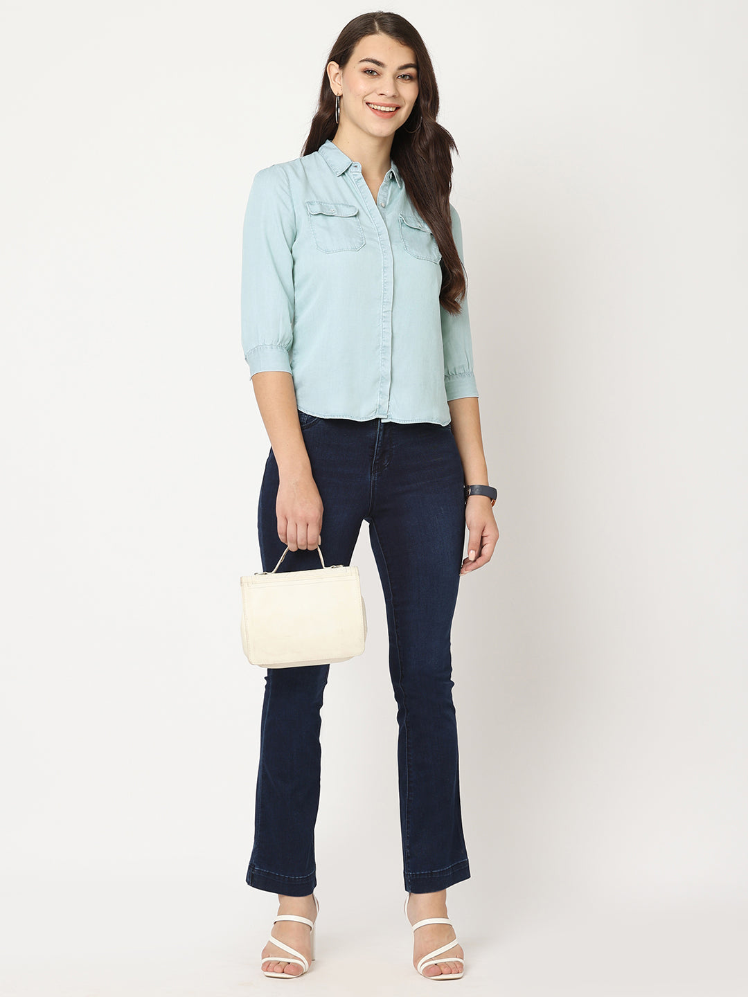 Women Light Blue Denim Shirt