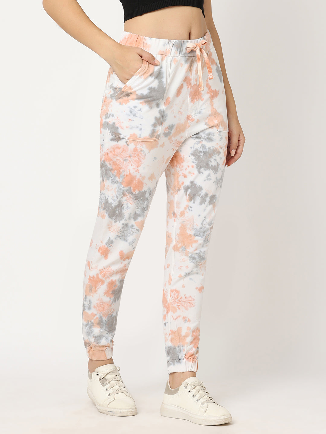Women Grey/Peach Tie/Dye Athleisure