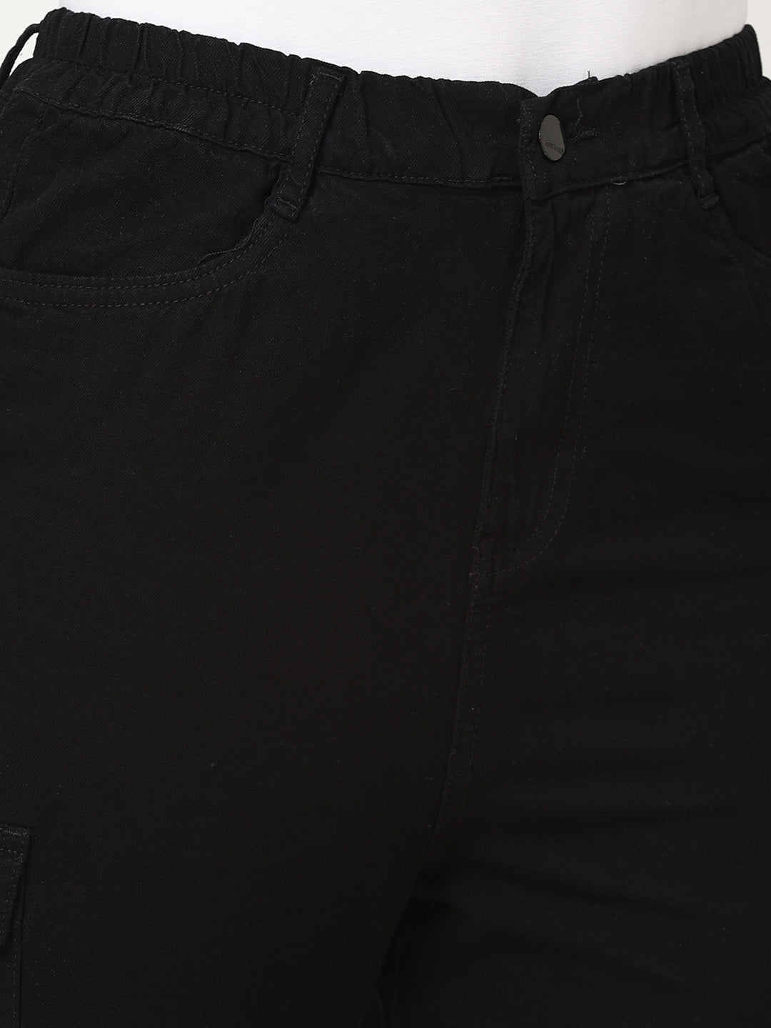Women Black Mid-Rise Cargo