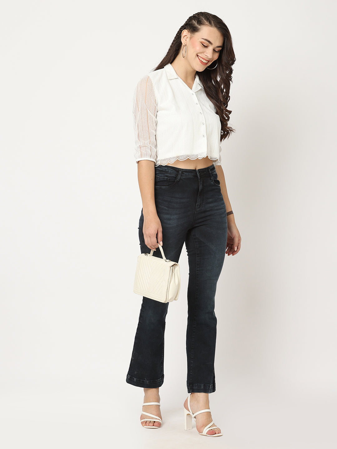 Women Carbon Black Flare Jeans