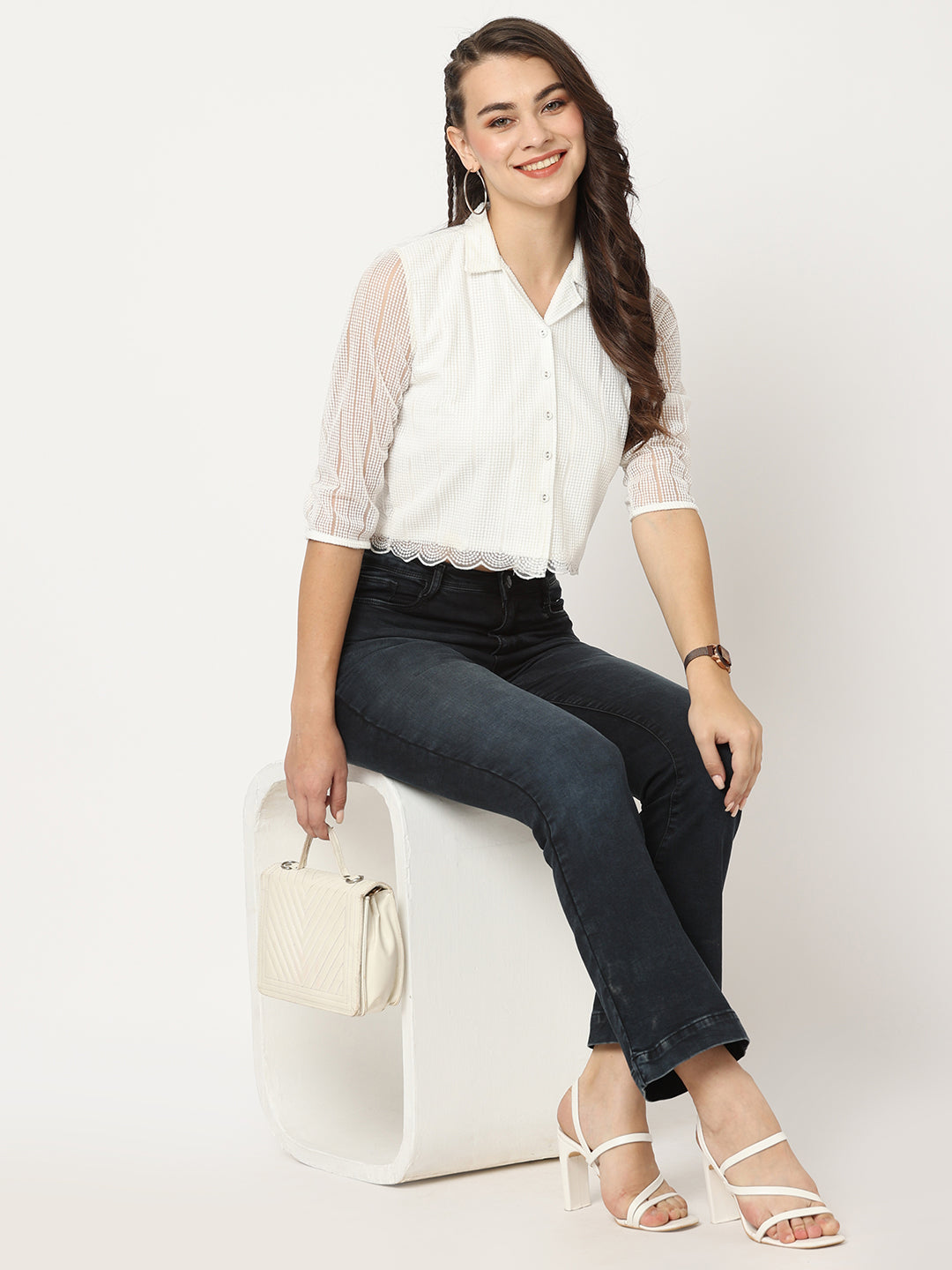 Women Carbon Black Flare Jeans