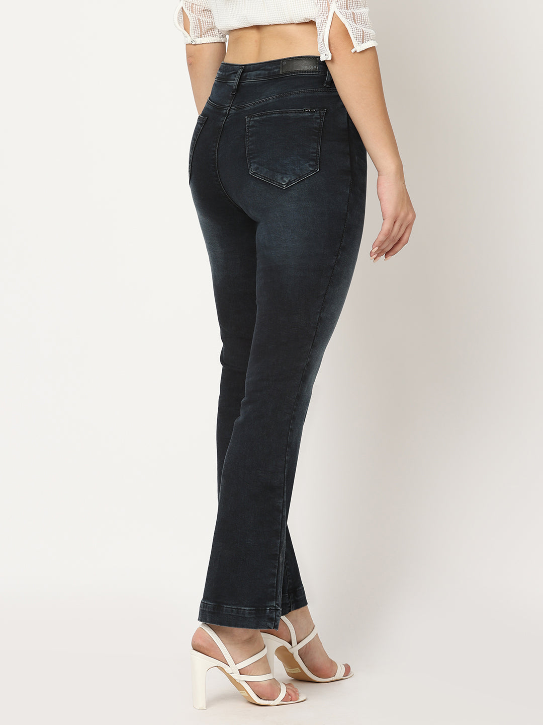 Women Carbon Black Flare Jeans