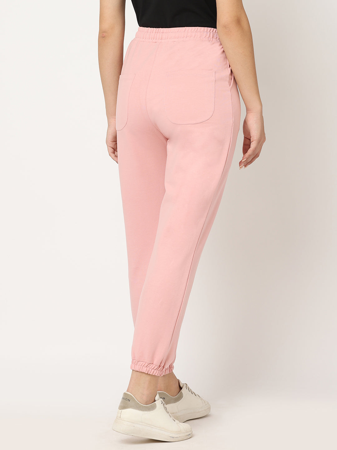 Women Blush Pink Mid-Rise Joggers