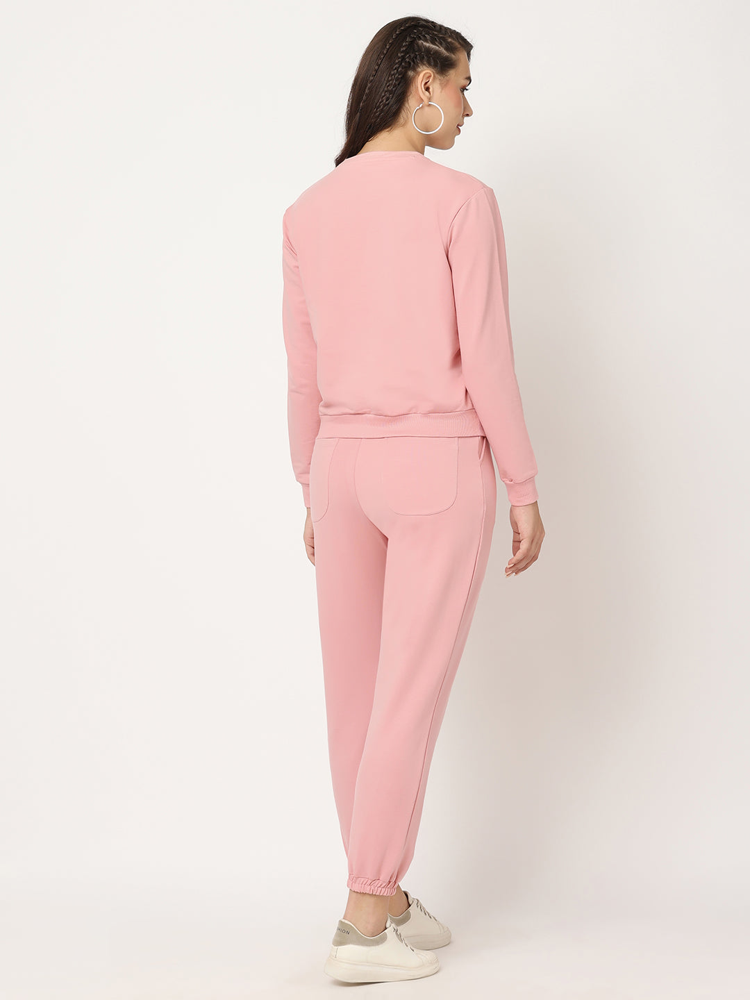 Women Blush Pink Slim Fit Sweatshirt