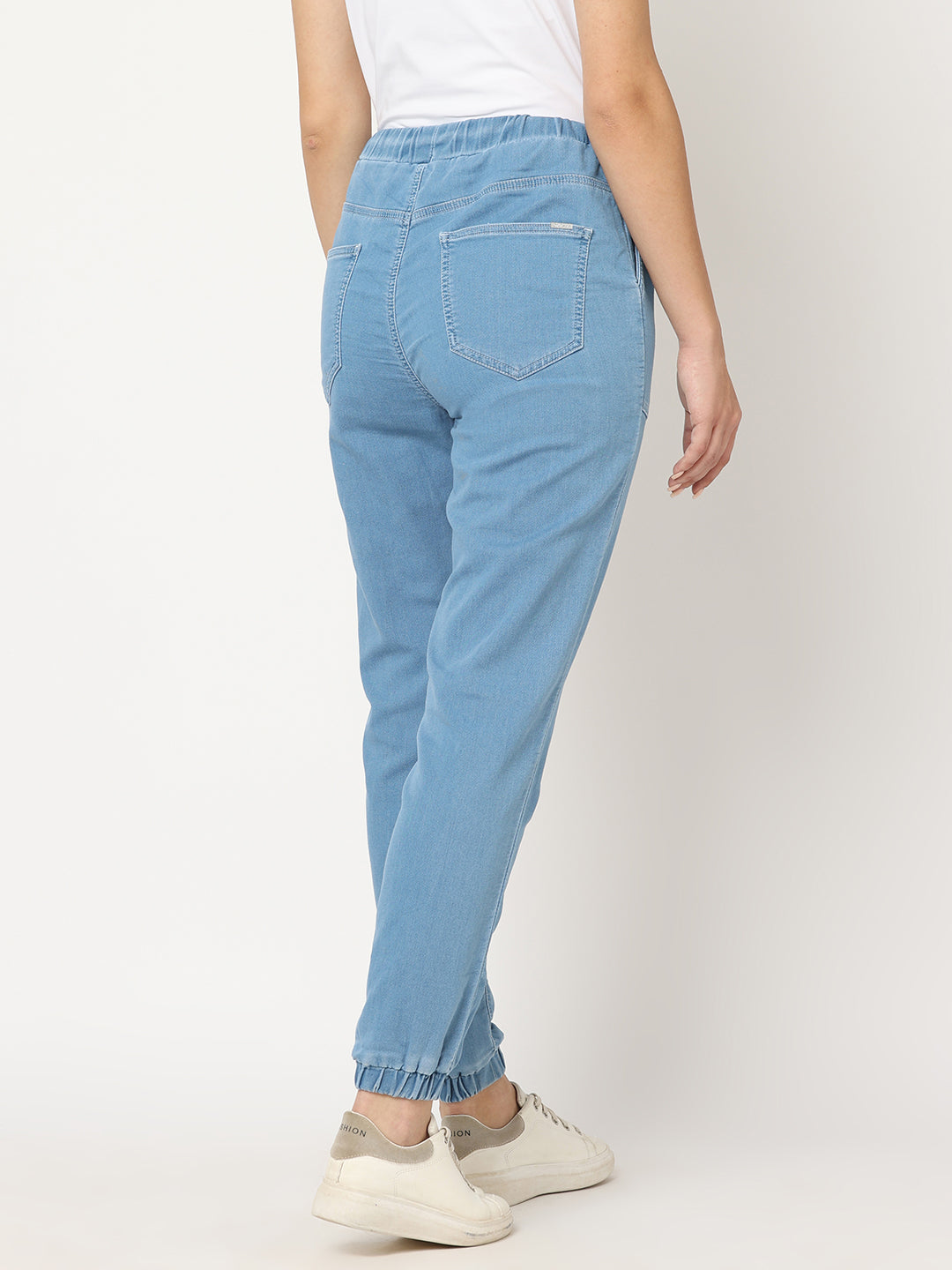 Women Light Blue Denim Joggers