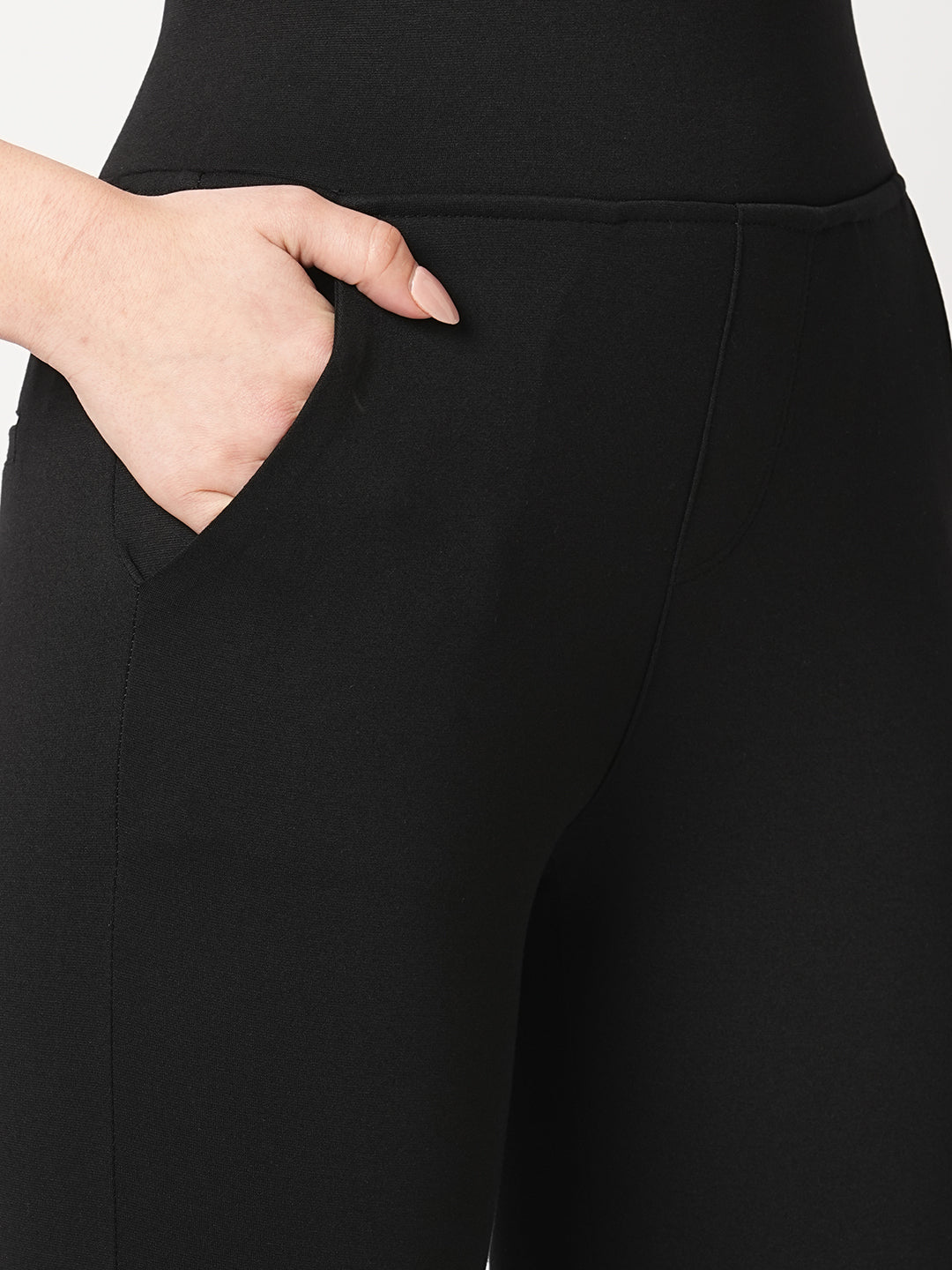 Women Black High-Rise Skinny Treggings