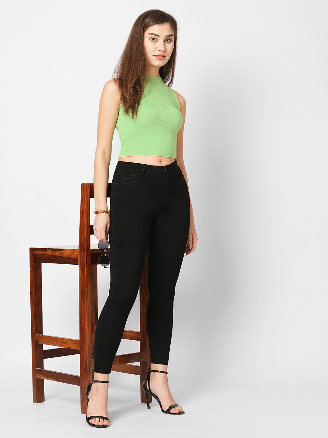 Women Slim Fit Leafy Flat Knit Top