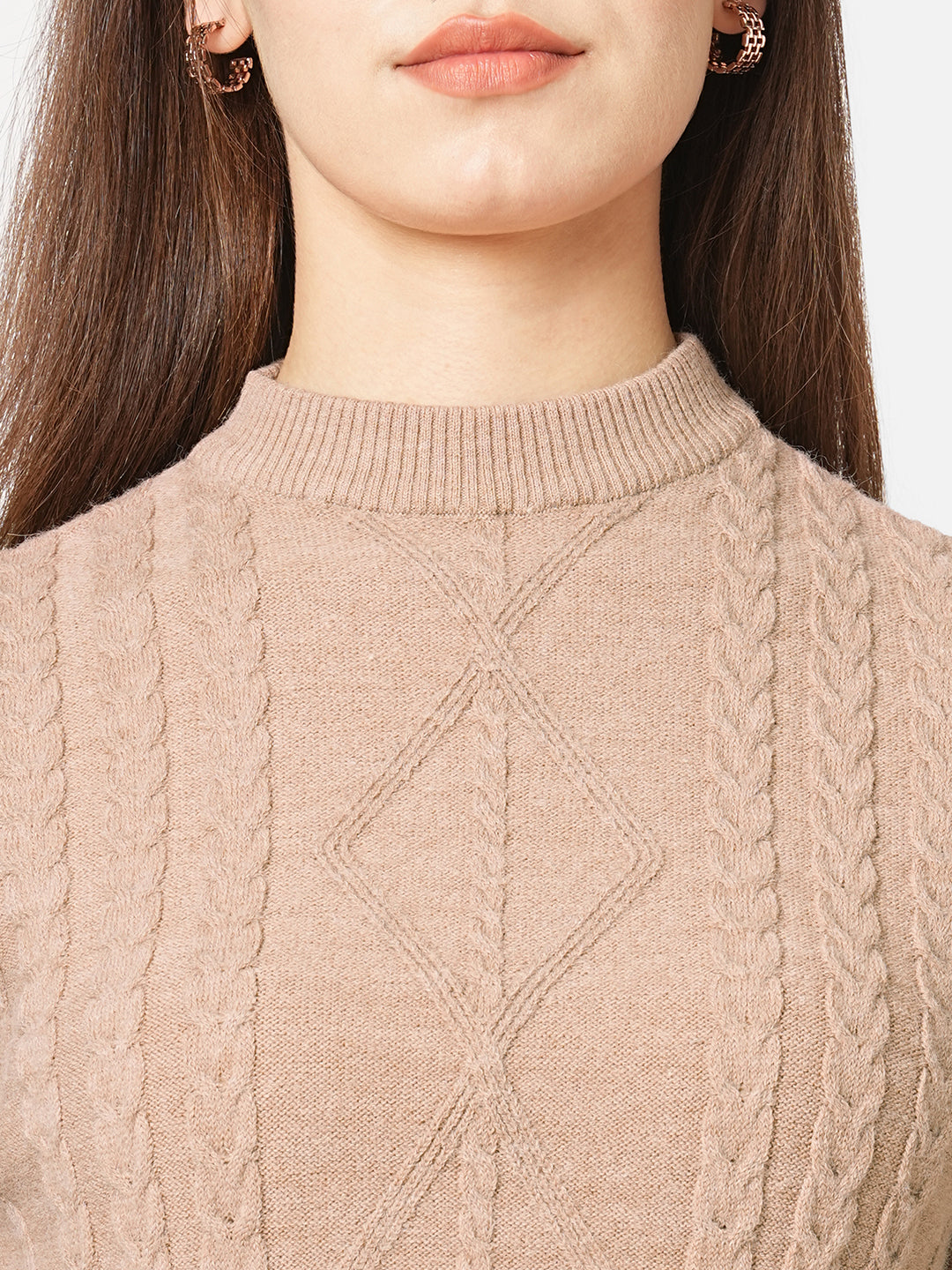 Women Beige Slim Fit Sweater