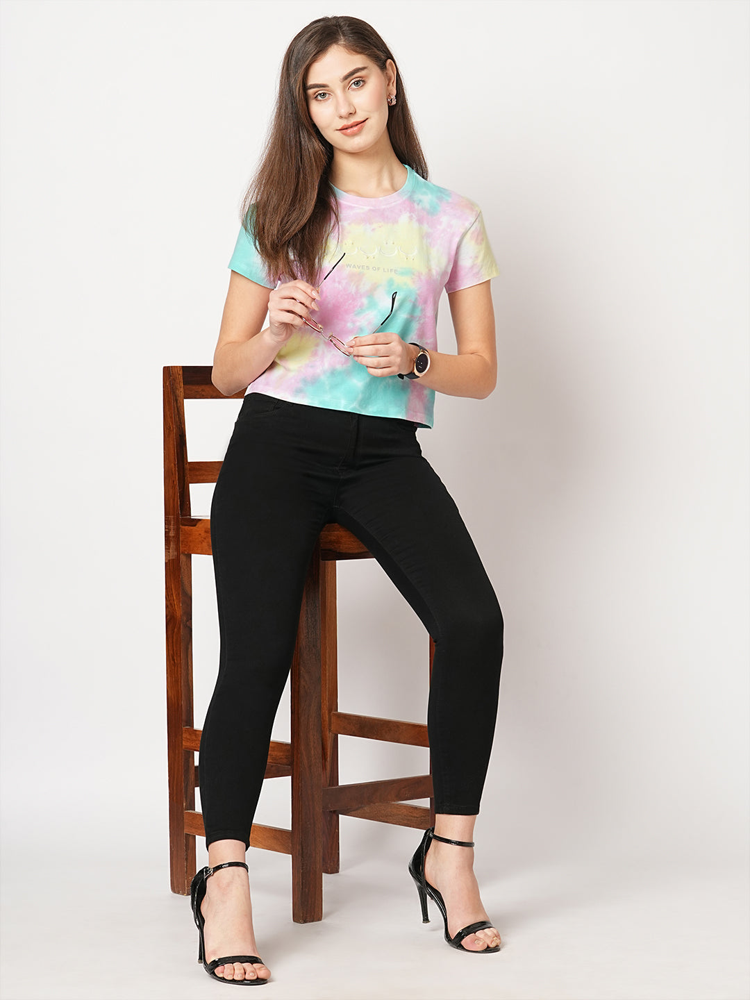 Women Multi Tie & Dye Graphic Slim Tees