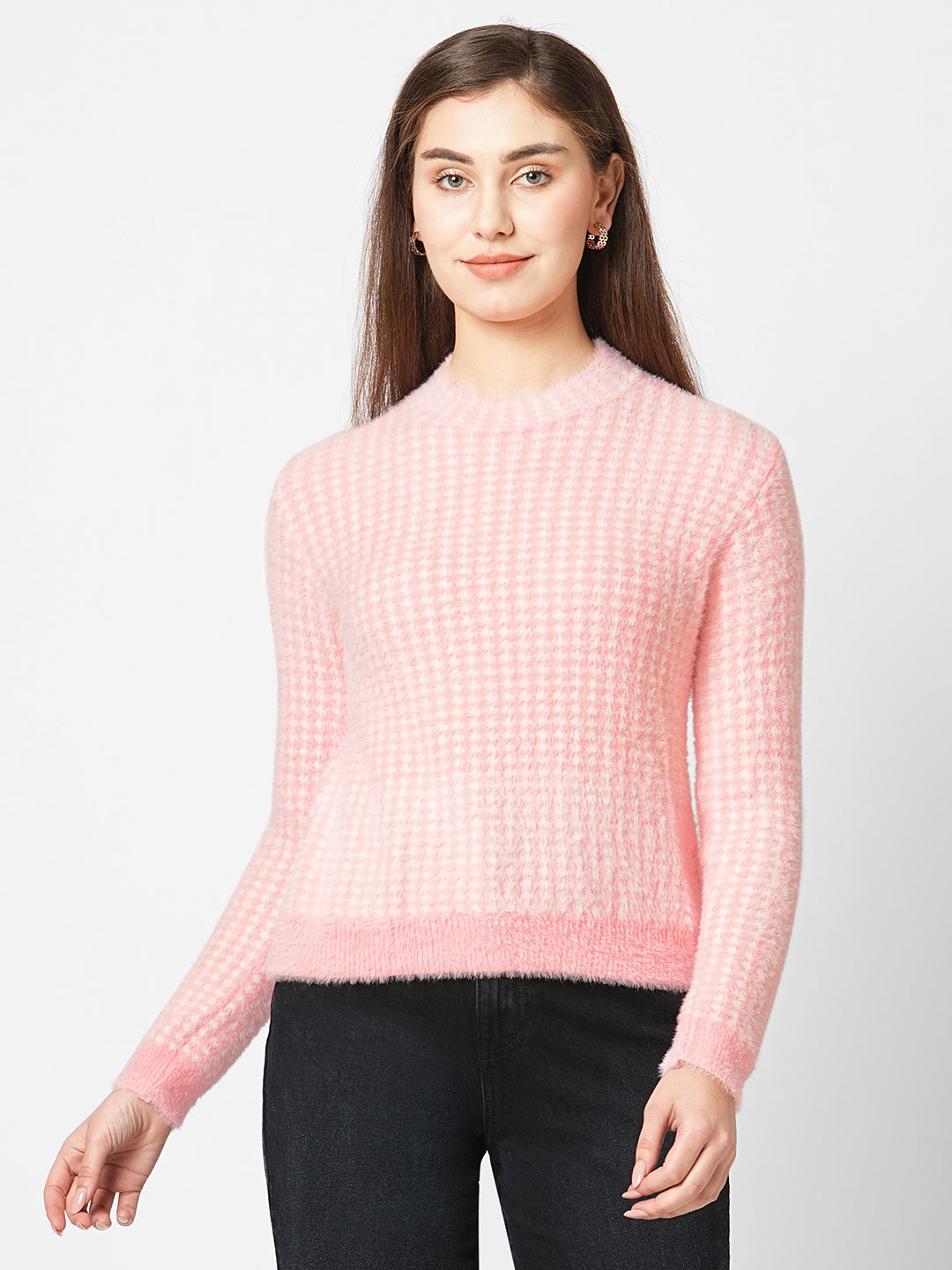 Women Woven Slim Fit Sweater