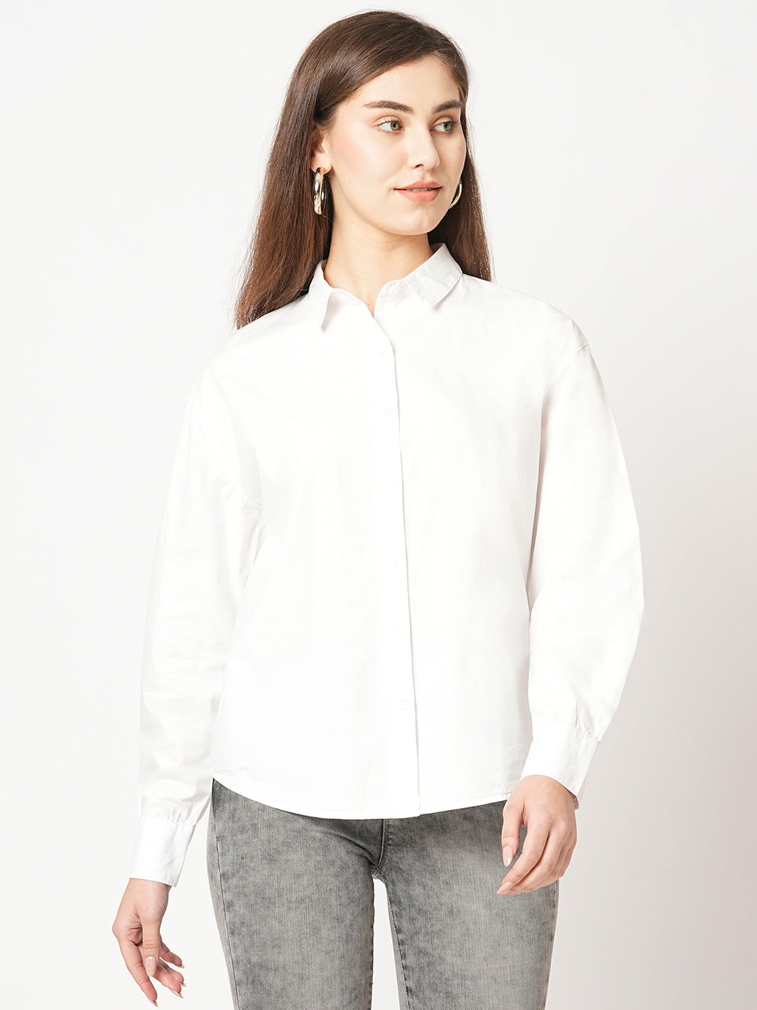 Women White Solid Shirt