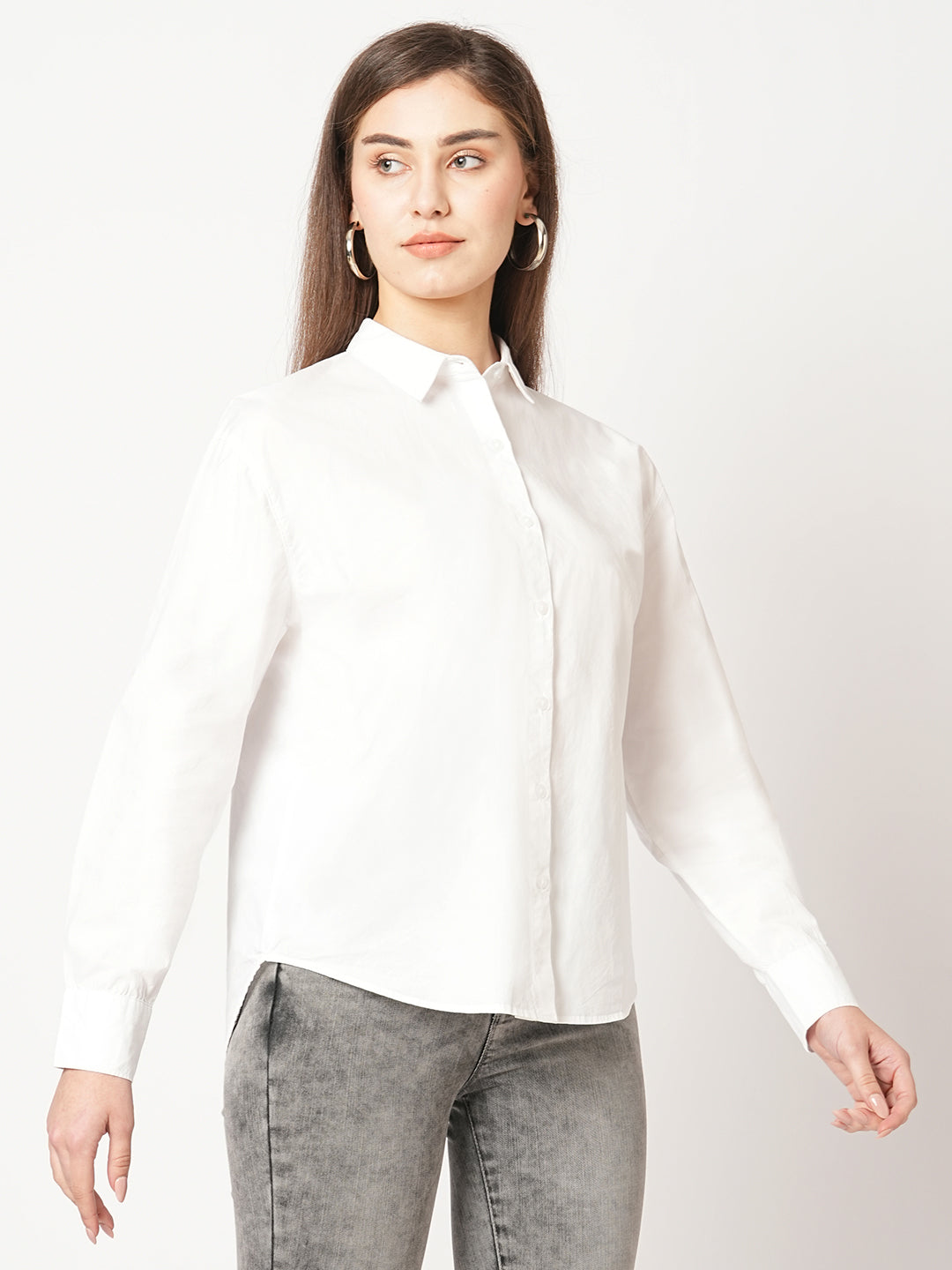 Women White Solid Shirt