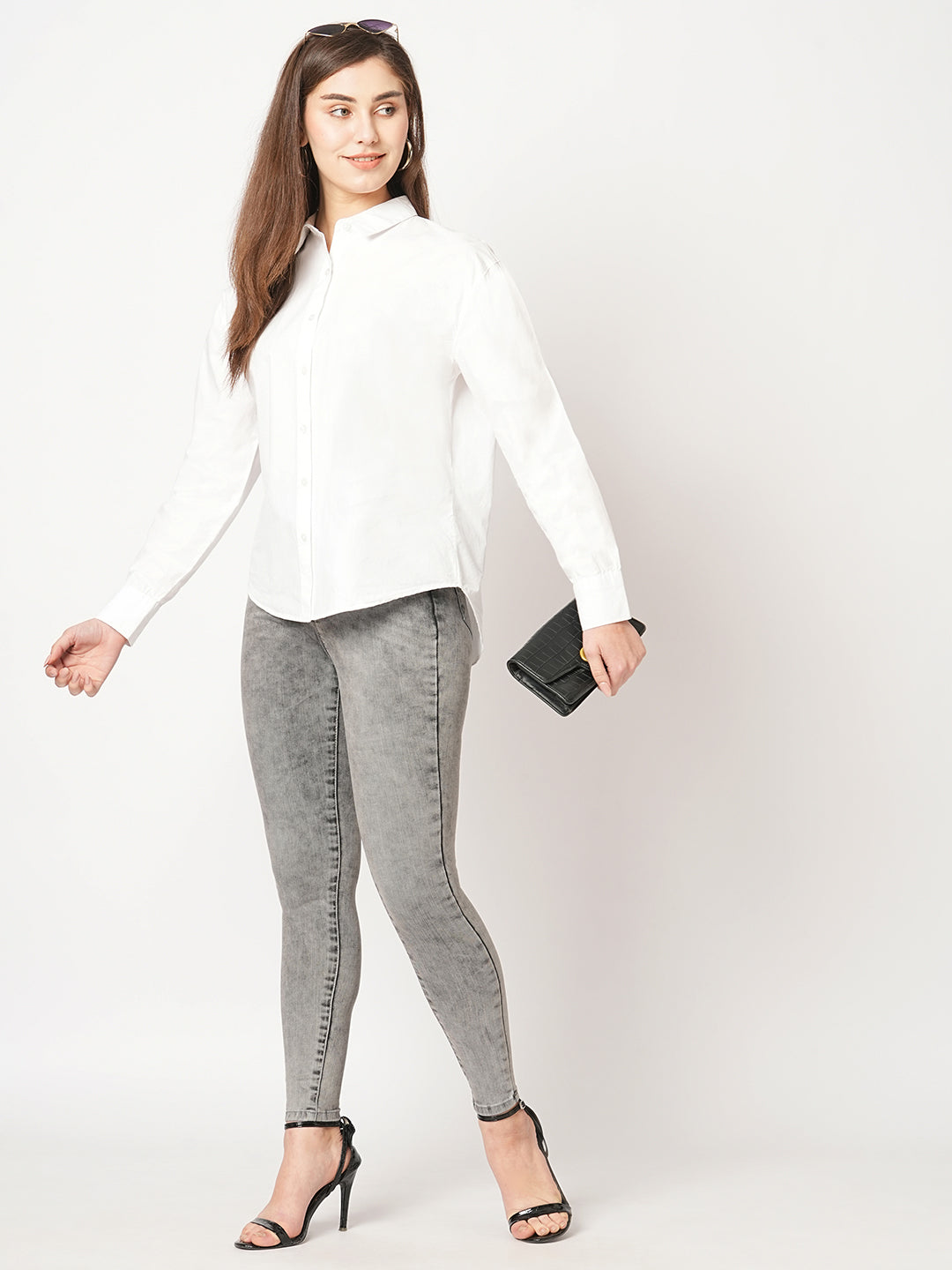 Women White Solid Shirt