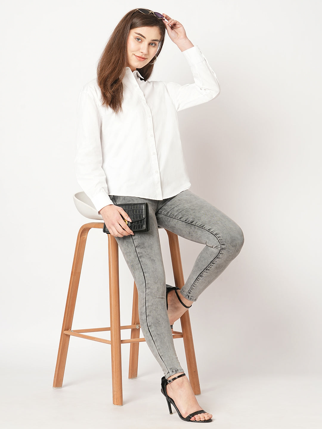 Women White Solid Shirt