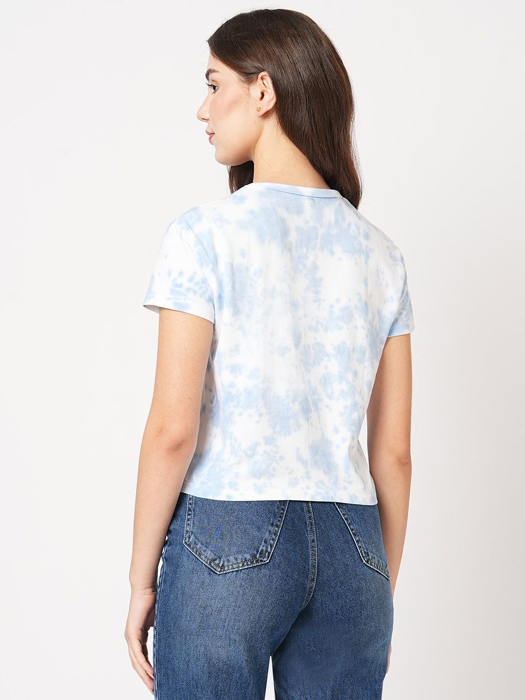 Women Sky Tie & Dye Graphic Slim Tees