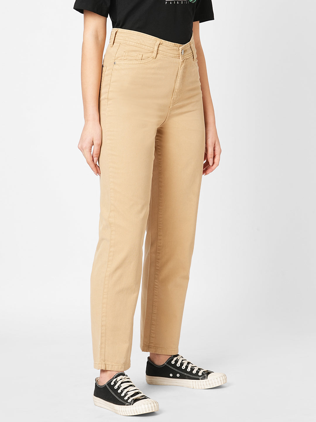 Women Oatmilk High-Rise Loose Straight Fit Jeans