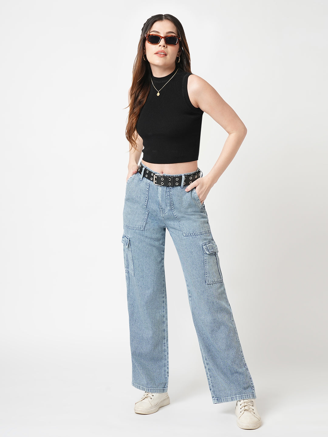 Women Light Blue Cargo