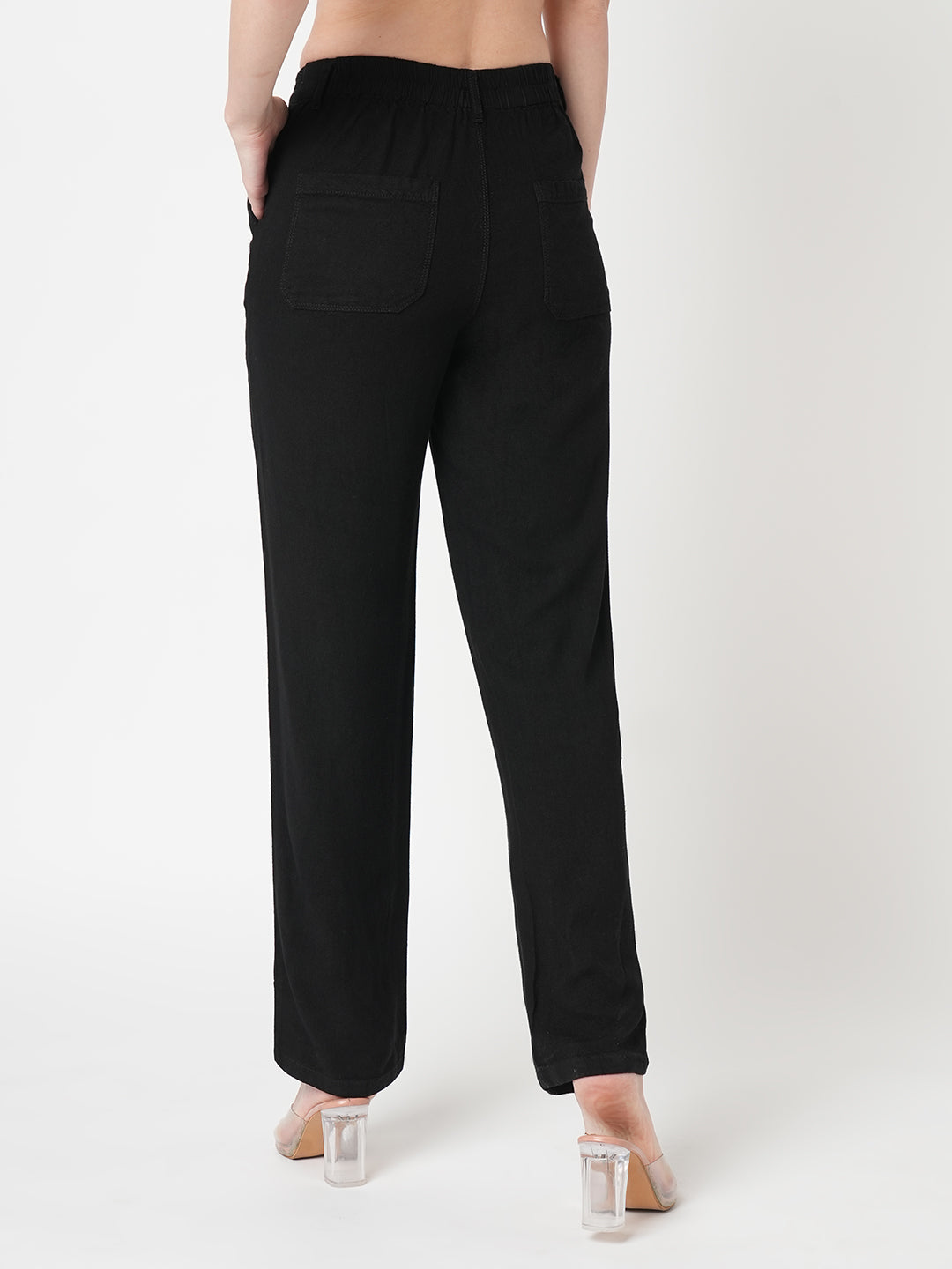 Women Black Loose Straight Fit Pants
