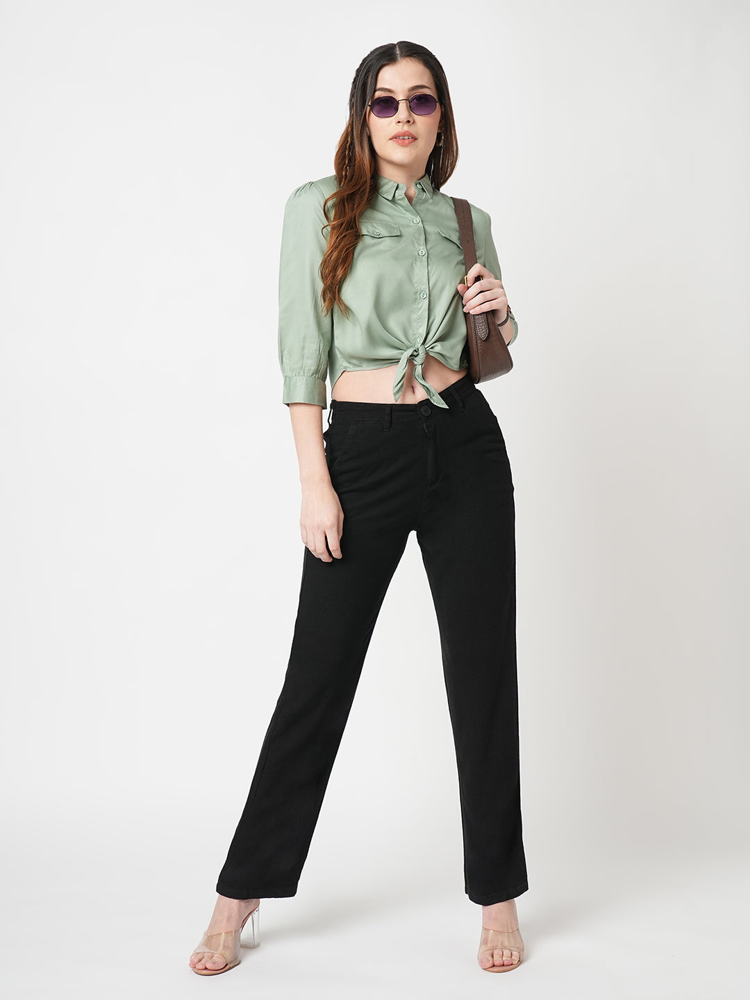 Women Black Loose Straight Fit Pants