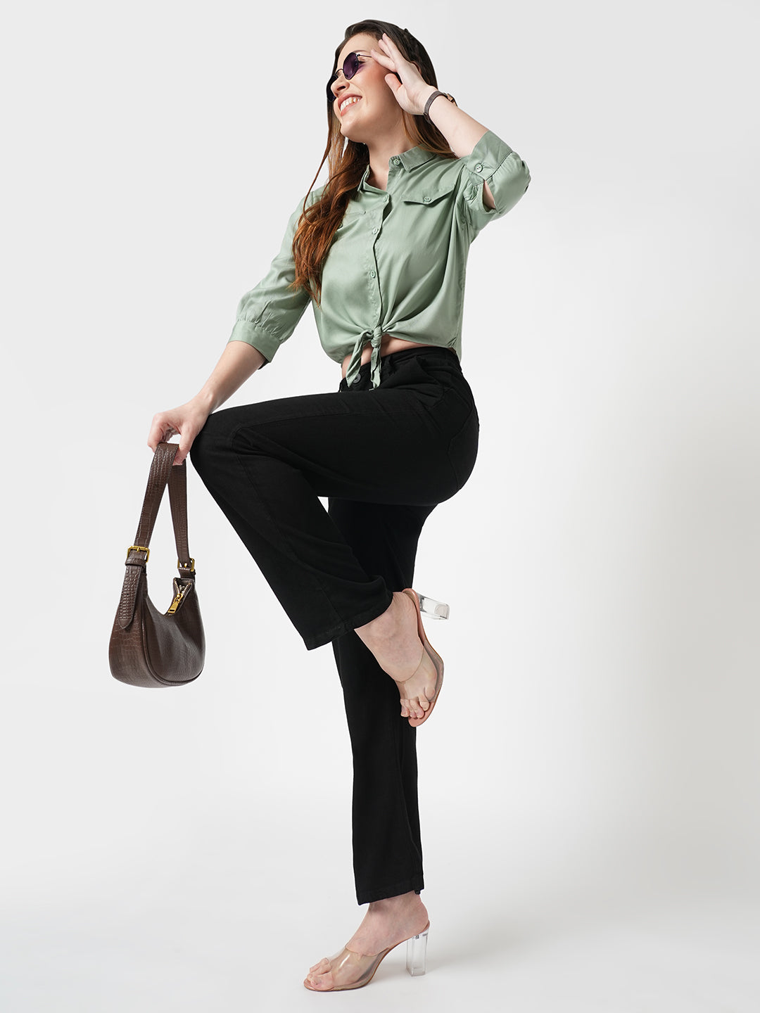 Women Black Loose Straight Fit Pants