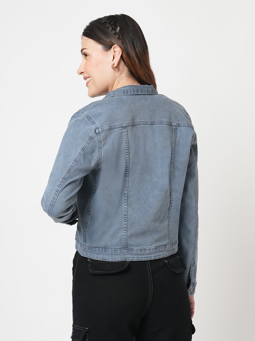 Women Grey Denim Jacket