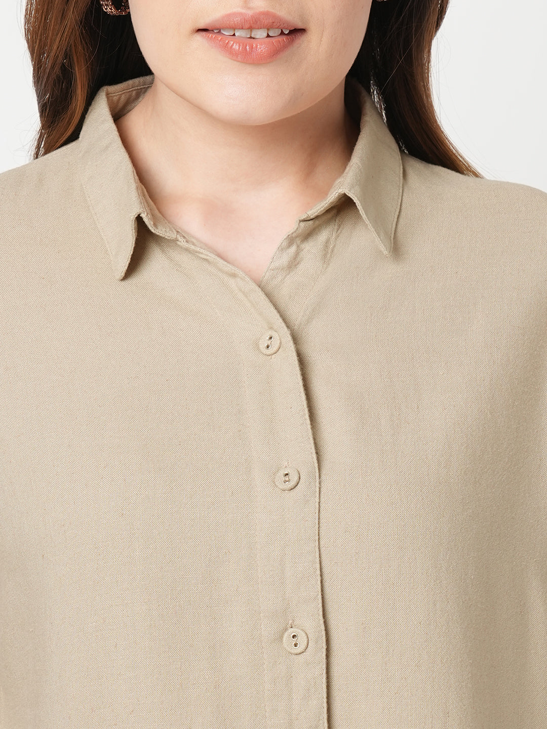 Solid Slim Fit Oatmilk Shirt