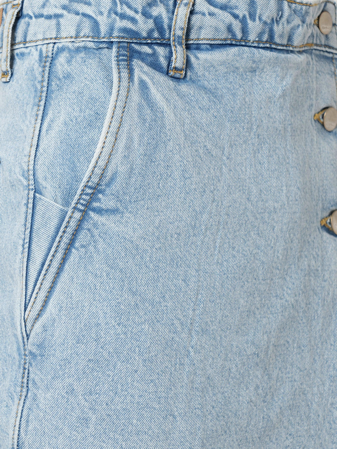 Women Light Blue High-Rise Skorts