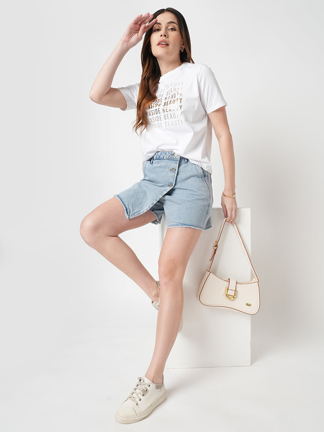 Women Light Blue High-Rise Skorts